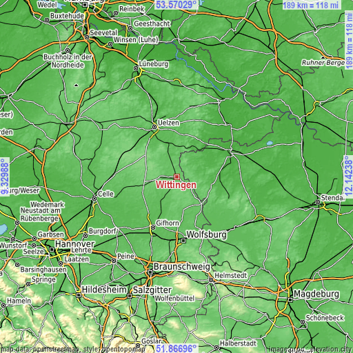 Topographic map of Wittingen