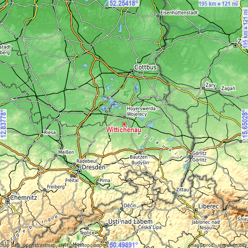 Topographic map of Wittichenau