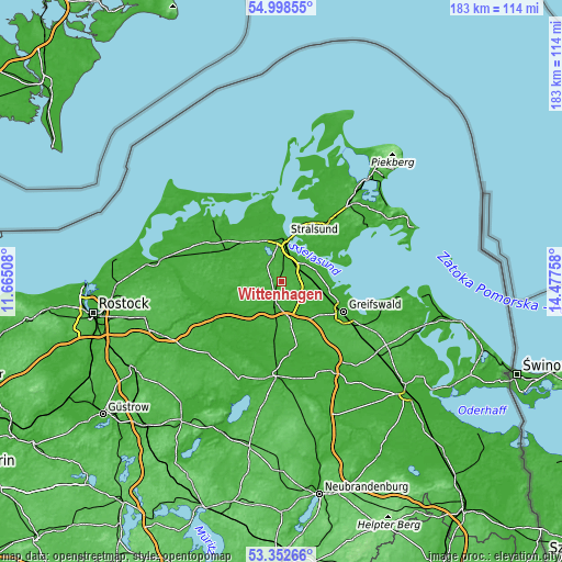 Topographic map of Wittenhagen