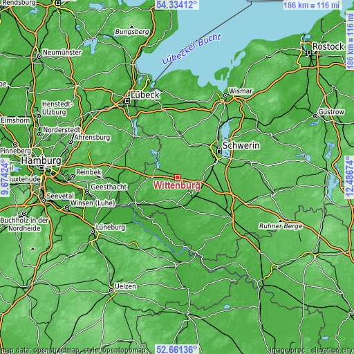 Topographic map of Wittenburg