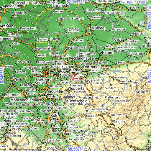 Topographic map of Witten