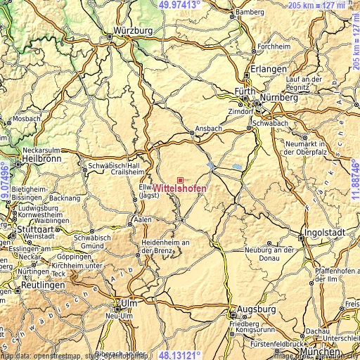 Topographic map of Wittelshofen