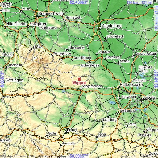 Topographic map of Wippra