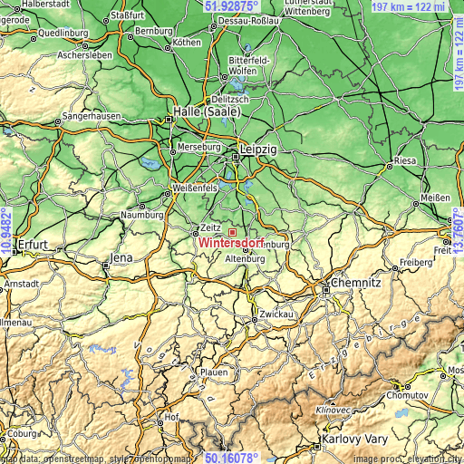 Topographic map of Wintersdorf