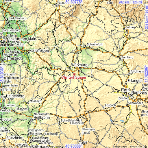 Topographic map of Winterhausen