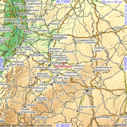 Topographic map of Winterbach