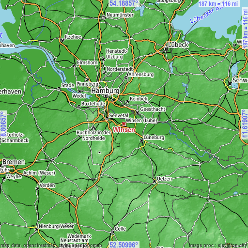 Topographic map of Winsen