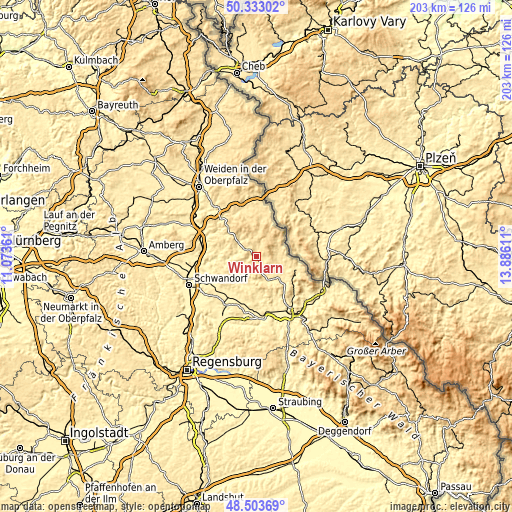 Topographic map of Winklarn