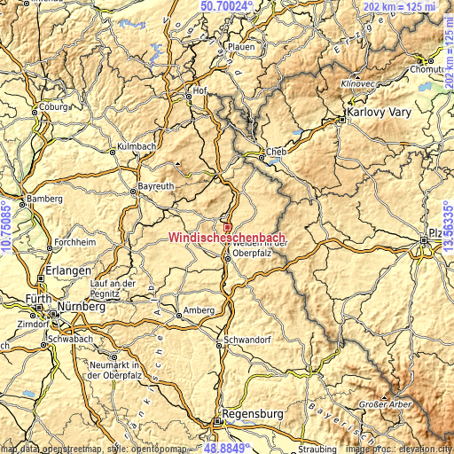 Topographic map of Windischeschenbach