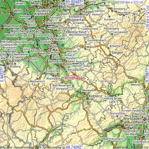 Topographic map of Windhagen