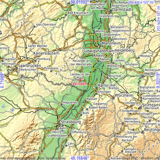 Topographic map of Winden