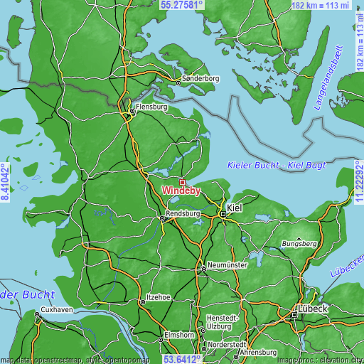 Topographic map of Windeby