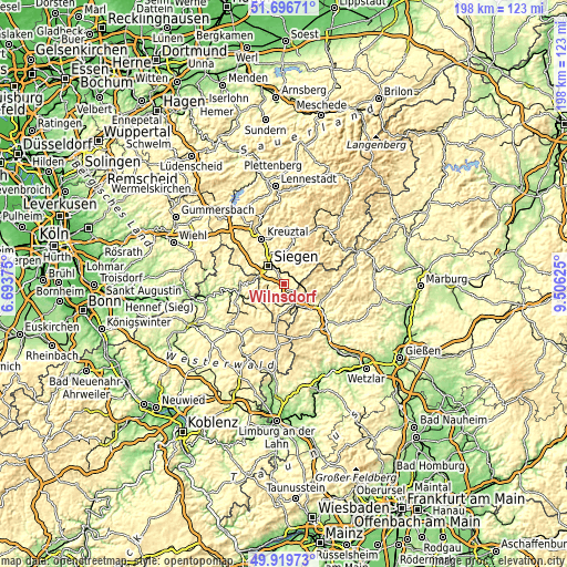 Topographic map of Wilnsdorf