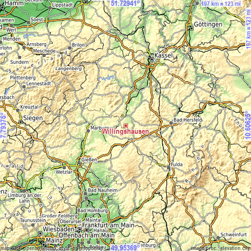 Topographic map of Willingshausen