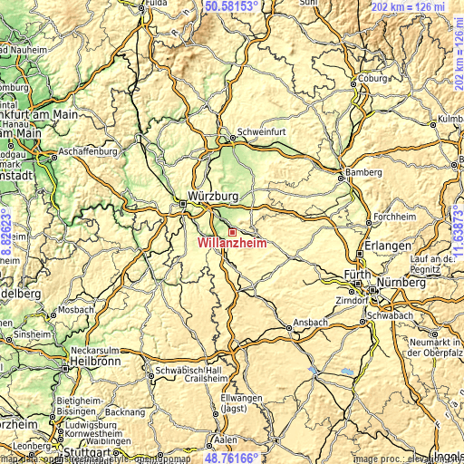 Topographic map of Willanzheim