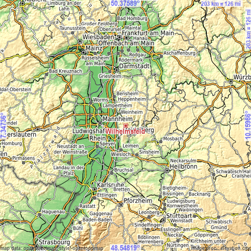 Topographic map of Wilhelmsfeld