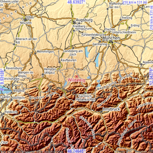 Topographic map of Wildsteig