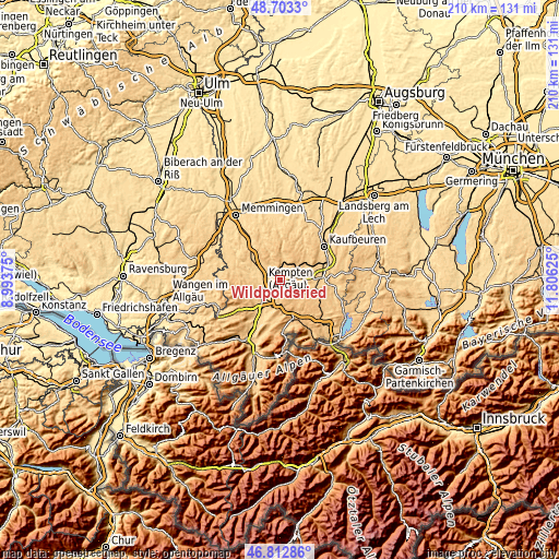 Topographic map of Wildpoldsried