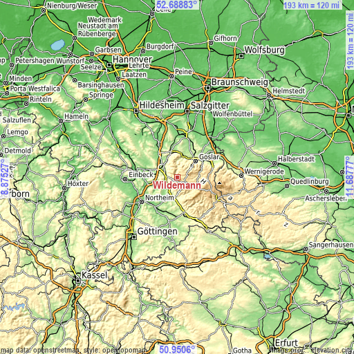 Topographic map of Wildemann