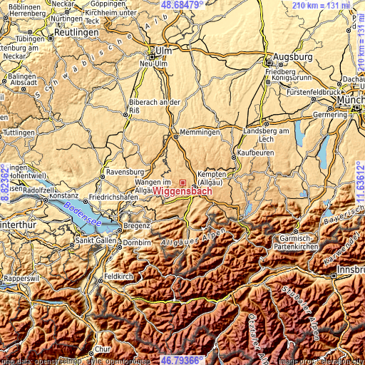 Topographic map of Wiggensbach