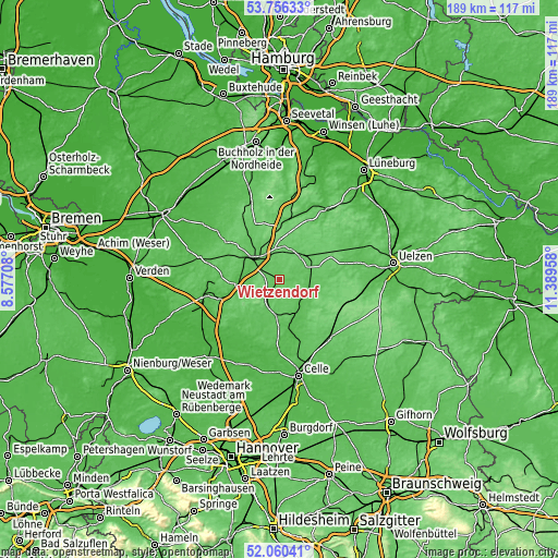 Topographic map of Wietzendorf