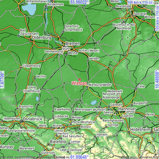 Topographic map of Wietzen