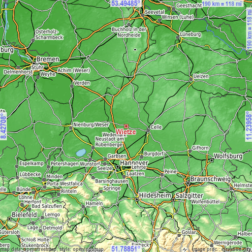 Topographic map of Wietze