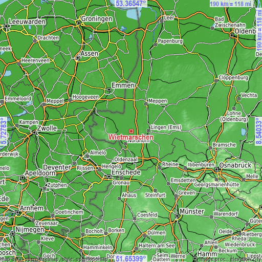 Topographic map of Wietmarschen