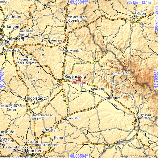 Topographic map of Wiesent