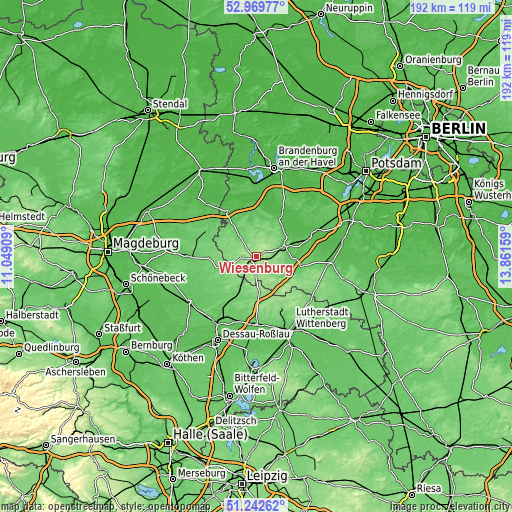 Topographic map of Wiesenburg