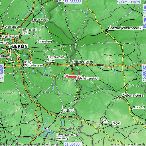 Topographic map of Wiesenau