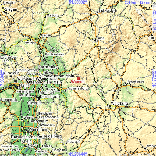 Topographic map of Wiesen