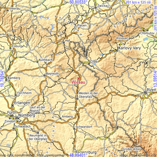 Topographic map of Wiesau