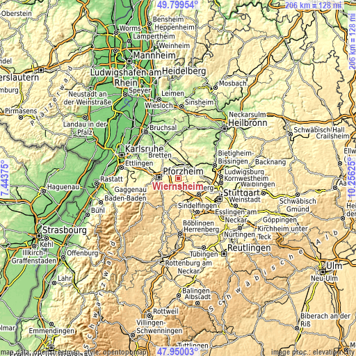 Topographic map of Wiernsheim
