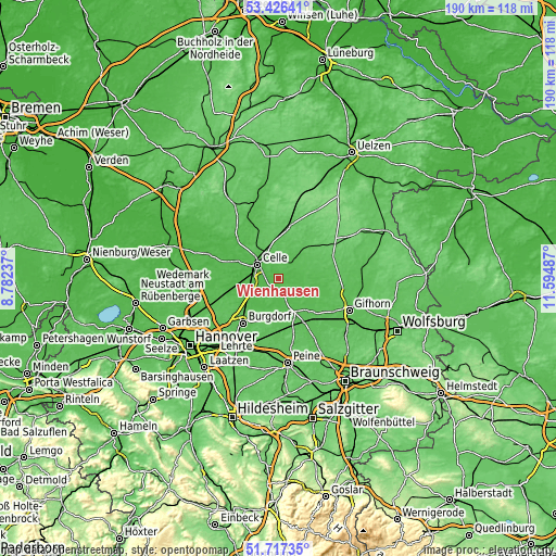 Topographic map of Wienhausen
