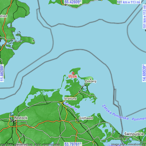 Topographic map of Wiek