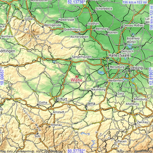 Topographic map of Wiehe