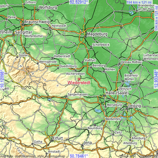 Topographic map of Wiederstedt