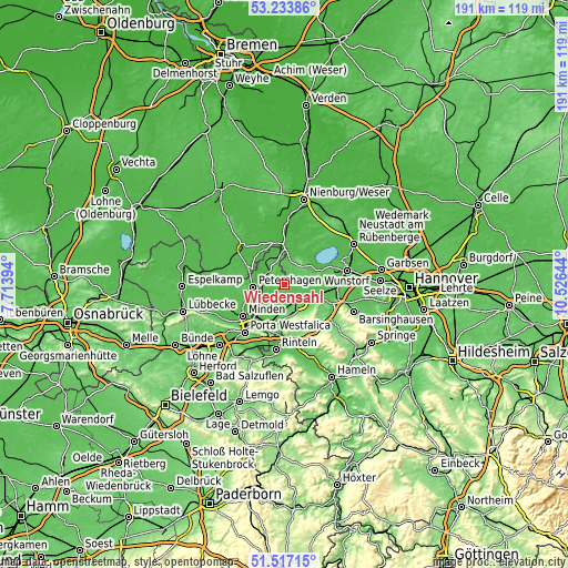 Topographic map of Wiedensahl