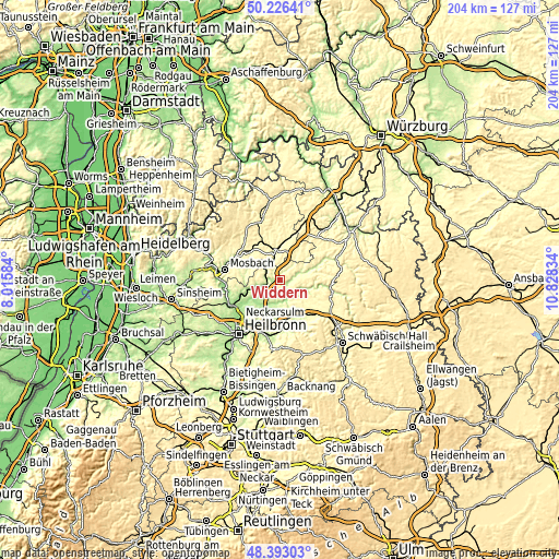 Topographic map of Widdern