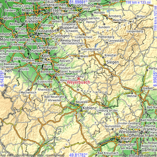 Topographic map of Weyerbusch