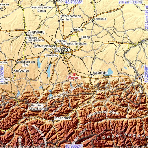 Topographic map of Weyarn