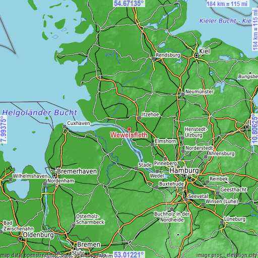 Topographic map of Wewelsfleth