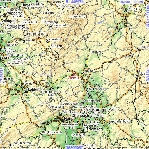 Topographic map of Wetzlar