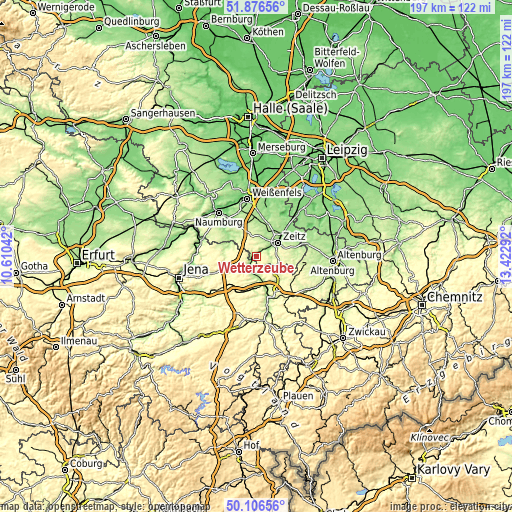 Topographic map of Wetterzeube