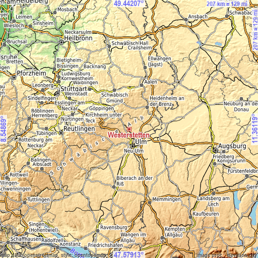 Topographic map of Westerstetten