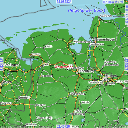 Topographic map of Westerstede