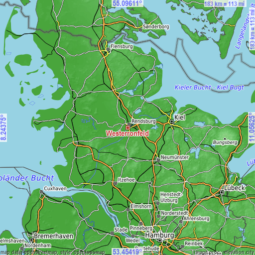 Topographic map of Westerrönfeld