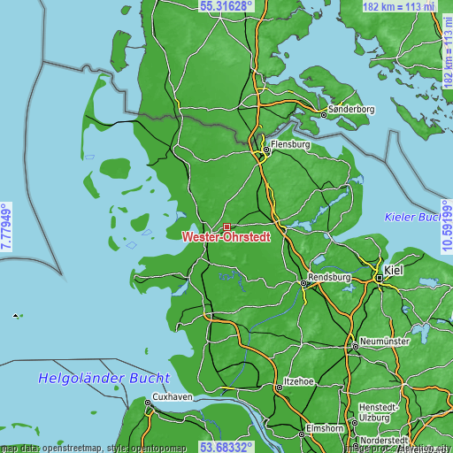 Topographic map of Wester-Ohrstedt