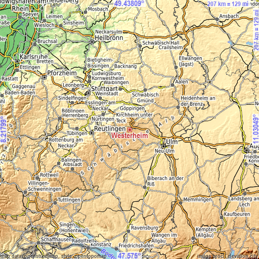 Topographic map of Westerheim